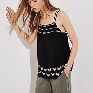 Loft Embroidered Black Tank (Twist Back)